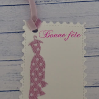 Étiquette cadeau « robe rose »